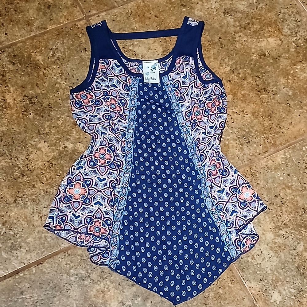 Blue And Multicolored  Floral Mandala Multi Patterned Women's Top